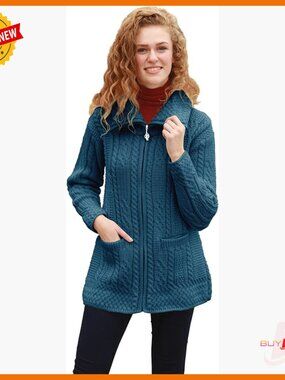 Merino Wool Zipper Cardigan Sweater Jacket with Pockets